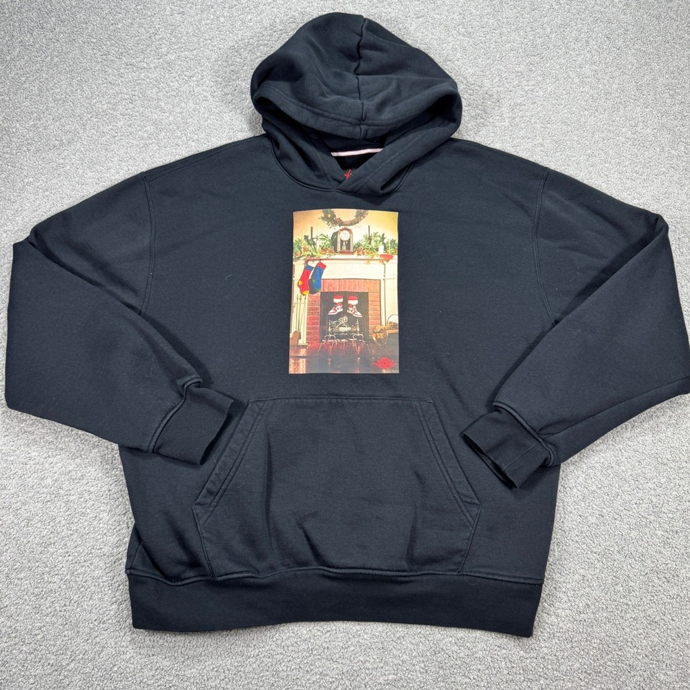 Nike Air Jordan Flight Hoodie Men's L Black Christmas Graphic Skater Streetwear
